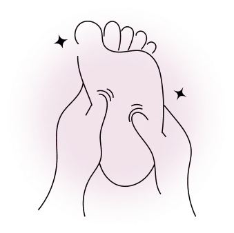 Dessin représentant des mains massant un pied en faisant de réflexologie plantaire